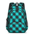 thumbnail image 2 of Blue and Black Checkered Pattern Backpack for School, Cute School Bag with Adjustable Shoulder Straps and Padded Back, 16.9"x12.6"x5.9", 2 of 5