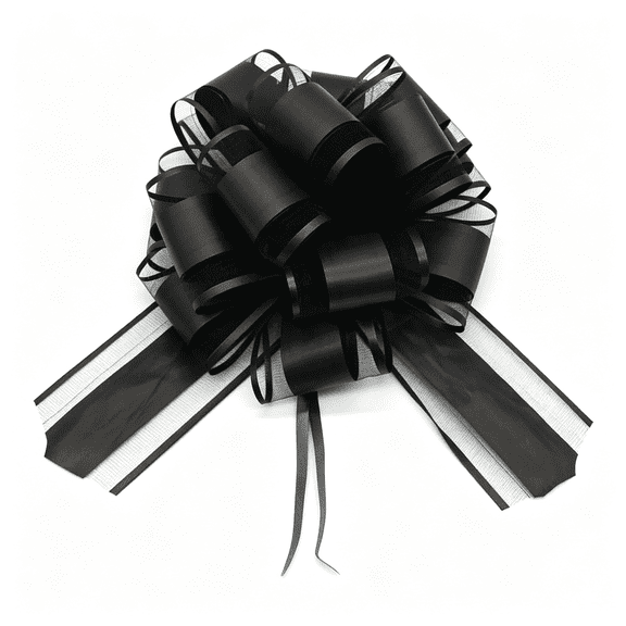 TUWAFE 6 Pcs Large Pull Bows, Black Bows for Gift Wrapping,6 Inches,For Wrapping Gift Wedding Ribbon Bows Or Flower Decorations,Party Gift Wrapping(6 Pcs Large Pull Bows Black Bows Black)