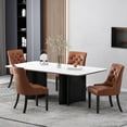 thumbnail image 5 of GDF Studio Maggie Contemporary Tufted Dining Chairs, Set of 4, Cognac Brown Faux Leather and Dark Brown, 5 of 9