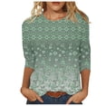 thumbnail image 1 of Pompotops Mode T-shirt Décontracté à Manches 3/4 Col Rond Confortable pour Femmes en Solde, 1 of 5