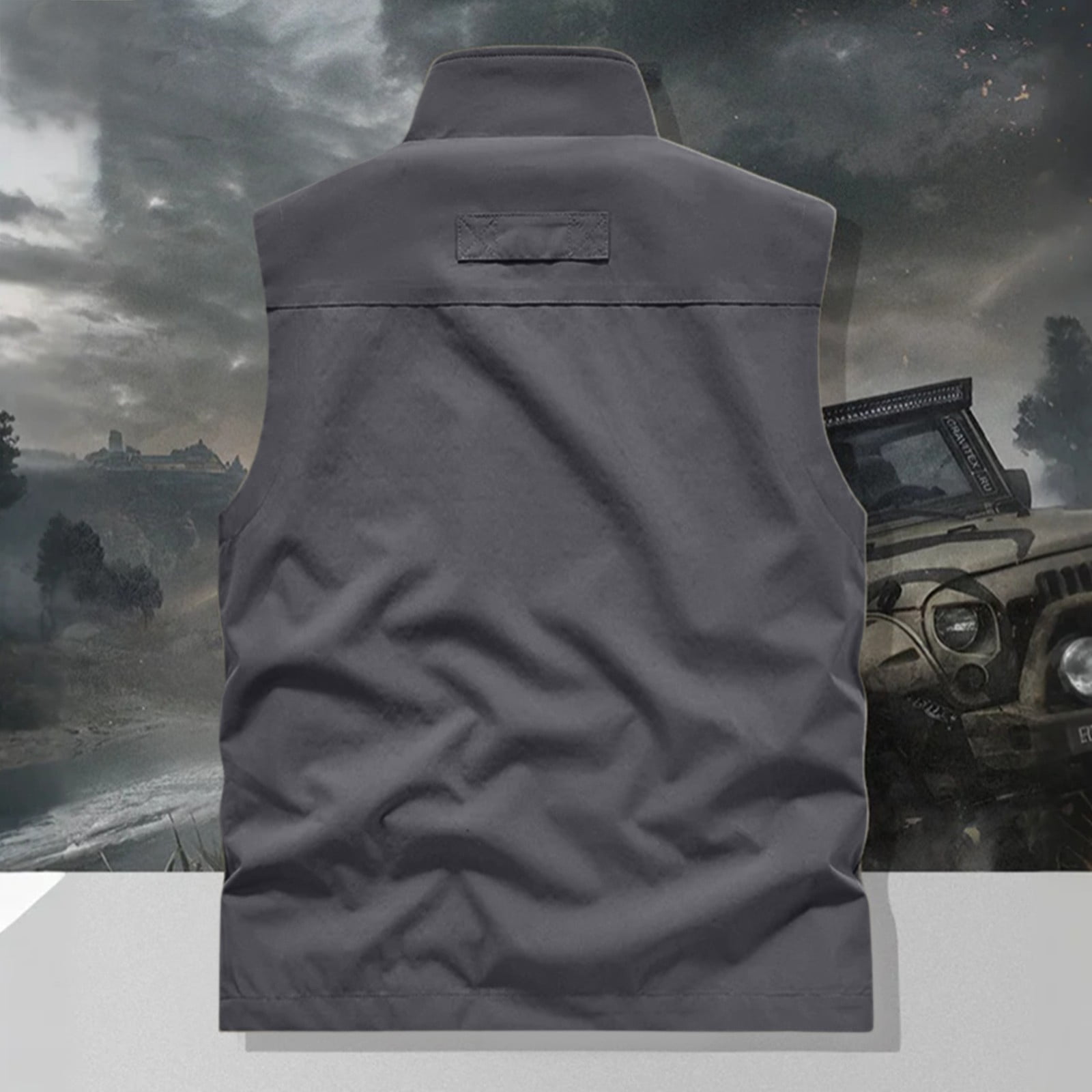 Men's Windproof Lightweight Golf Vest Softshell Sleeveless Jacket with Pockets for Running Hiking Sports Spring Fall,Gray,XL