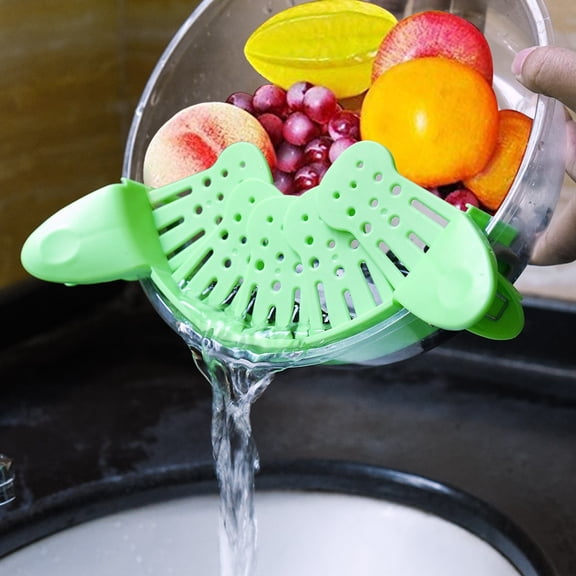 FURNIX Foldable Silicone Colander,Retractable Pan Side Drainer,Heat-Resistant Space-Saving Kitchen Green,Universal Clip-On Strainer,Fits Pots Pans,BPA-Free Dishwasher Safe,Pasta Vegetables