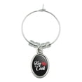 thumbnail image 1 of Kiss the Cook Wine Glass Oval Charm Drink Marker, 1 of 3
