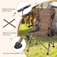 thumbnail image 5 of Folding Camping Chair, 400 LBS Support Lawn Chair w/Armrests with Covers, Cup Holder & Storage Pocket, Adjustable Feet, Portable Camp Chair with Carrying Bag, for Fishing Hunting Picnic, 5 of 8