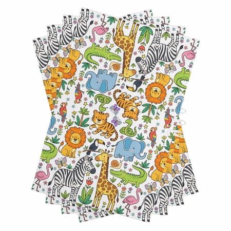 Cartoon Animals Kitchen Towels Set of 4 Water Absorbent Dish Towel Cute Funny Botanical Zebra Giraffe Flower Decorative Hand Towels - Quick Drying Cloth for Cooking Baking 18x28 Inch