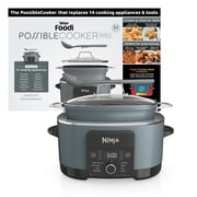 Ninja 14-in-1 PossibleCooker PRO 8.5-qt Multi-Cooker, with Slow Cooker, Dutch Oven, Steamer & More, Glass Lid & Integrated Spoon, Oven Safe Pot to 500F, MC1001 Sea Salt Gray