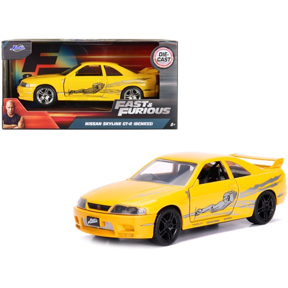 Leon's Nissan Skyline GT-R (BCNR33) Yellow Metallic with Graphics "Fast & Furious" Series 1/32 Diecast Model Car by Jada