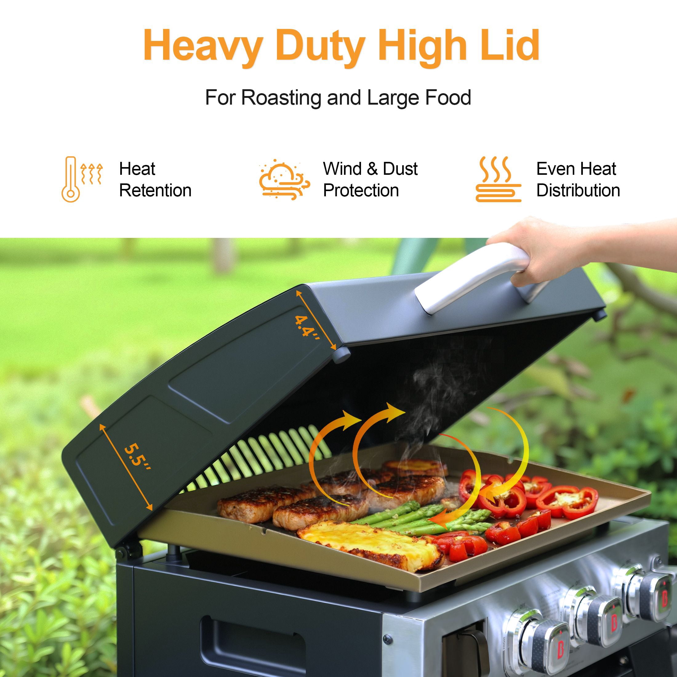 Brand Man 3-Burner Propane Gas Griddle Grill with High Lid, 504 Sq.In Flat Top Grill with Rolling Cart for Outdoor BBQ