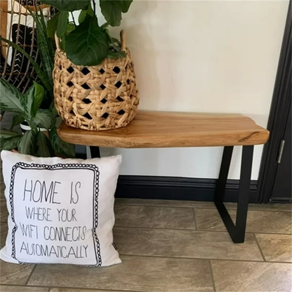 LEIYY Cedar Roots Stool with Flat Iron Leg Wood Bench 27.5" x 14" x 17.4" H Home Decor Wood Side Table Plant Stand Home Dcor End Table