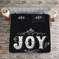 thumbnail image 3 of Ambesonne Joy Quilted Bedspread Set 3 Pcs, Retro Style Ornate Words, King Size, Black White, 3 of 3