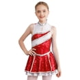 thumbnail image 3 of Linjinx Girls Shiny Sequins Cheer Leader Uniform Outfit Cheerleading Dance Dress Halloween Party Cosplay Red 16, 3 of 7