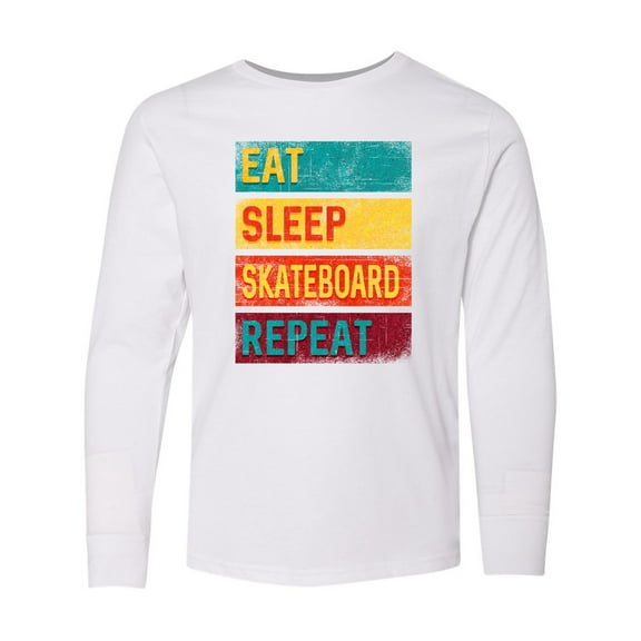 Inktastic Skateboarding Eat Sleep Skateboard Repeat Long Sleeve Youth T-Shirt