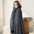 thumbnail image 3 of ROSEKIND Home Fleece Throw Blanket for Couch or Bed, 3D Jacquard Decorative Blankets | Cozy Soft Fuzzy Flannel Blanket All Seasons & Occasion, Gifts for Women, 60×80in, Silver Cloud, 3 of 8