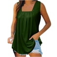 thumbnail image 2 of WCJM Women's Built In Bra Tank Tops 2026 Summer Trendy Tops Flowy Summer Tank Tops for Women 2026 Loose Fit Pleated Square Neck Sleeveless Shirt Curved Flowy Vest Basic Cotton Tee, 2 of 7