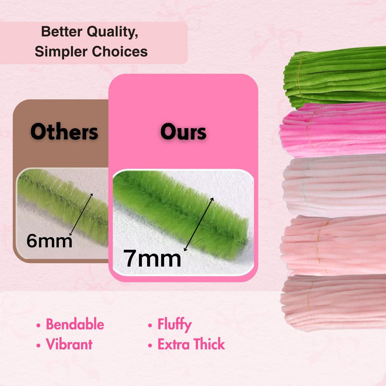 500Piece Pipe Cleaners Flowers Kit, Chenille Stems for DIY Flower Making, Crafts and Art Projects, Creative Holiday Decoration Supplies