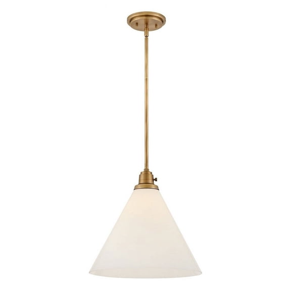 3694HB-CO-Hinkley Lighting-Arti - 12W 1 LED Medium Pendant-14.5 Inches Tall and 15 Inches Wide-Heritage Brass/Cased Opal Finish