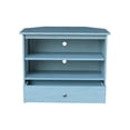 thumbnail image 4 of Solid Wood TV Stand with Shelves and Drawer in Ocean Blue  - 28.9" Height, 4 of 10