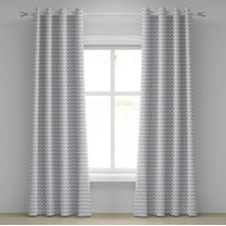 Ambesonne Grey and White Grommet Curtain, Geometrical Zigzag, 50" x 120", Pale Grey White