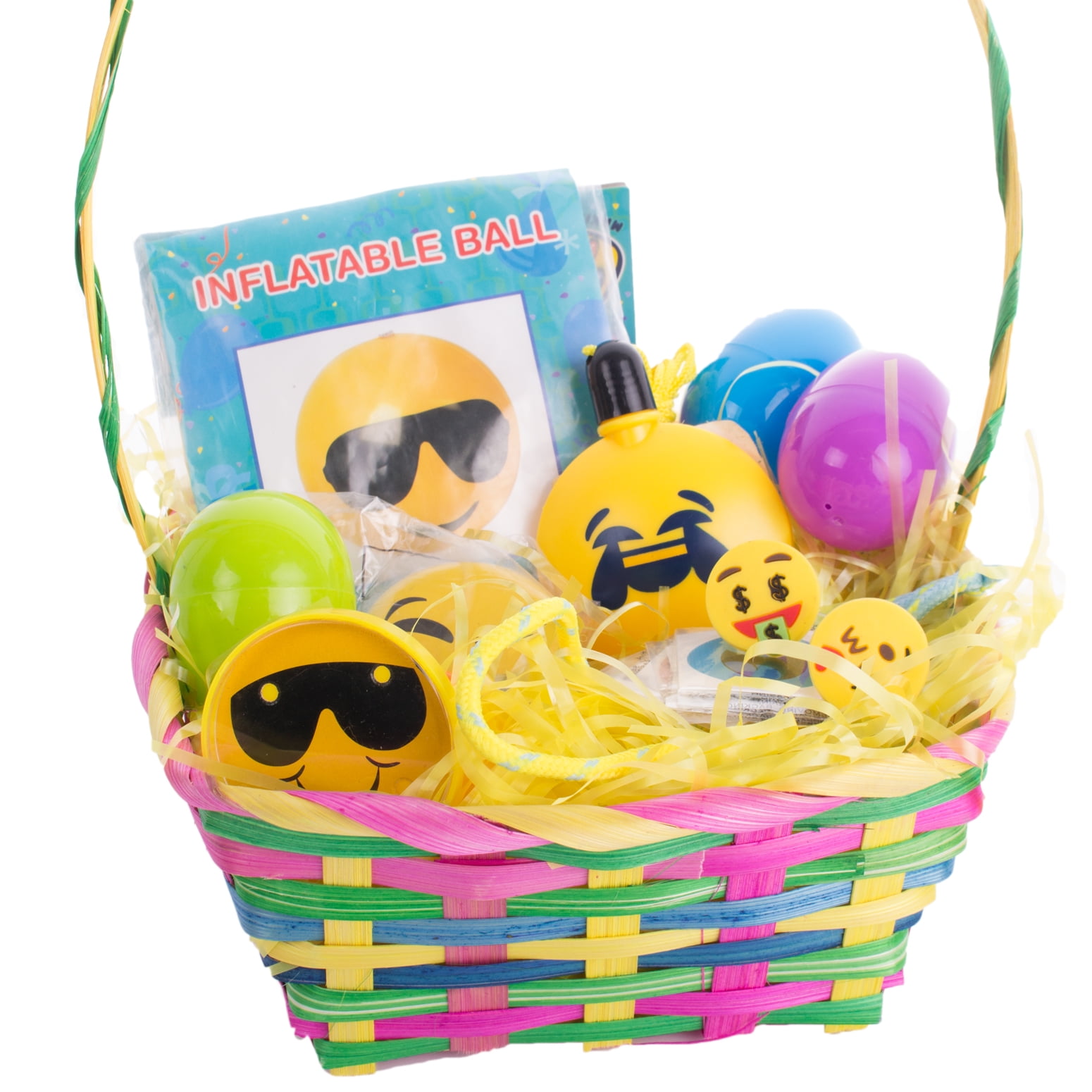 Kids Small Trendy Emoji Emoticon 28pc 11.5" Easter Basket Gift Set