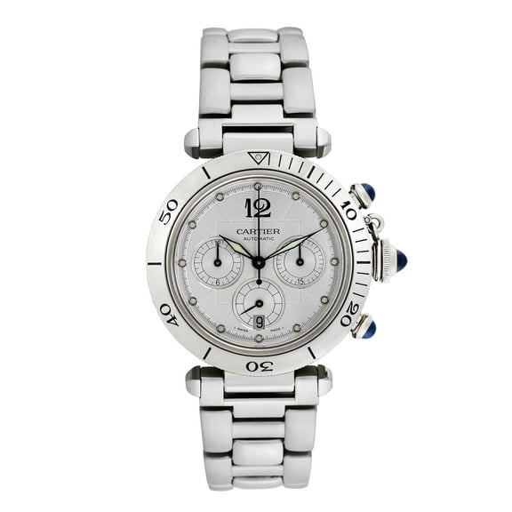 Pre-Owned Cartier Unisex Pasha Chronograph 38mm Brown leather Wristwatch