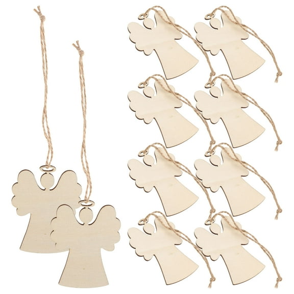 Set of 10 Wooden Angel Pendants for Christmas Tree Decorations, Hanging Ornaments Perfect for Holiday Party Decor