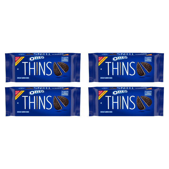 OREO Thins Chocolate Sandwich Cookies, Family Size, 11.78 oz Pack of 4)