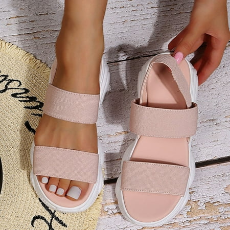 

WHLBF Womens Sandals Minimalist Lace-up Platform Soft-soled Sneakers Pink 4.5(35)