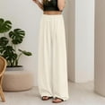 thumbnail image 2 of Women's Casual Wide Leg Palazzo Pants High Waisted Flowy Trousers Lightweight Comfortable Boho Beach Elastic Waist Summer Outfits with Pockets, 2 of 2