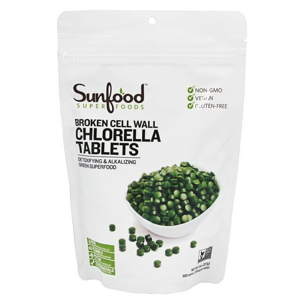 Sunfood Superfoods Broken Cell Wall Chlorella 900 Tablets 250 mg. 8