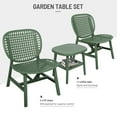 thumbnail image 4 of 3 Pieces Outdoor Patio Conversation Set, All Weather Plastic Table Chair Set Coffee Table Set with Open Shelf and 2 Chairs for Balcony Garden Yard Green, 4 of 8