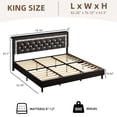 thumbnail image 3 of 4 EVER WINNER King Bed Frame with Storage Headboard, Faux Leather Bed Frame with Diamond Tufted Headboard and LED Lights,Wooden Slats Support, Noise Free, No Box Spring Needed, Easy Assembly, Black, 3 of 6