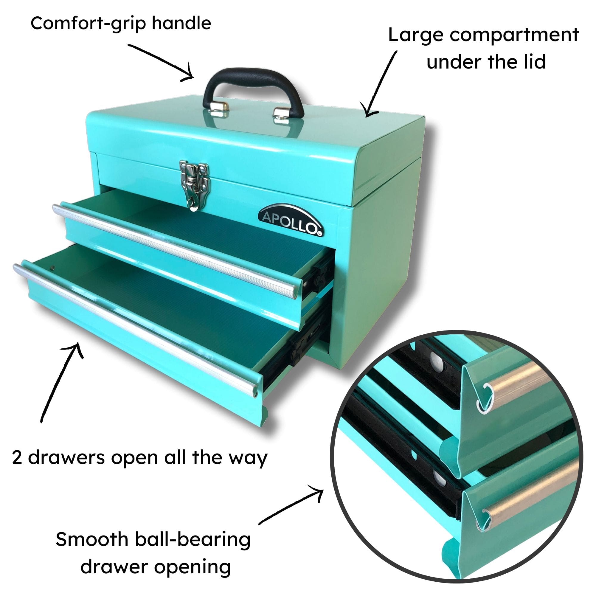 Apollo Tools Aqua Green Steel Tool Chest with Powder Coated Finish - DT5010GR