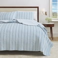 thumbnail image 6 of Striped Quilt Set - Lightweight, Soft, All-Season - 2-Piece Reversible Watercolor Printed Bedding Set (Twin / Twin XL, Blue), 6 of 6