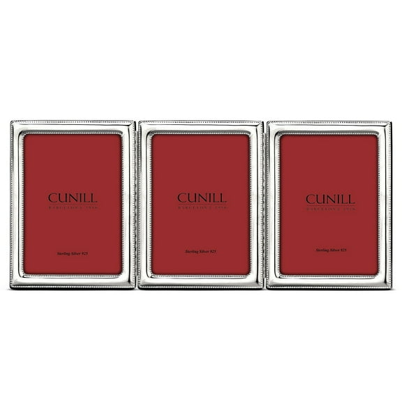 BEADED Hinged Triple Fine Sterling 5x7 frame by Cunill - 5x7
