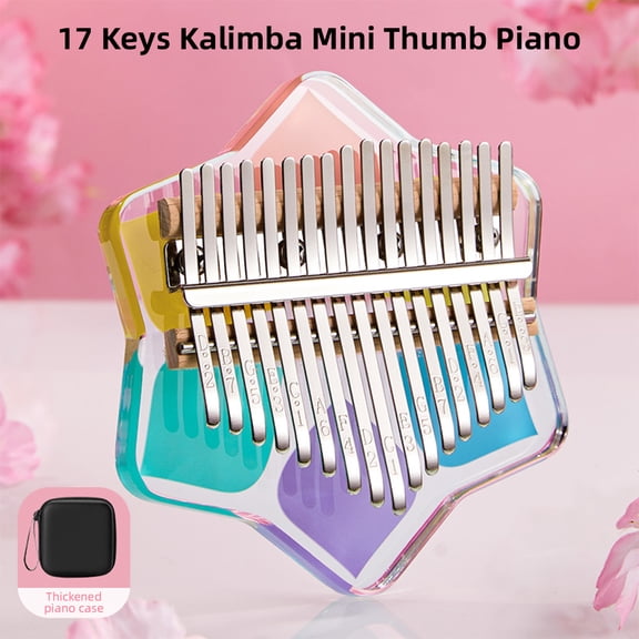 Acrylic 17 Keys Kalimba Thumb Piano & Music Box, Professional Clear Crystal Percussion Finger Instrument (5.1 in / 13 cm)