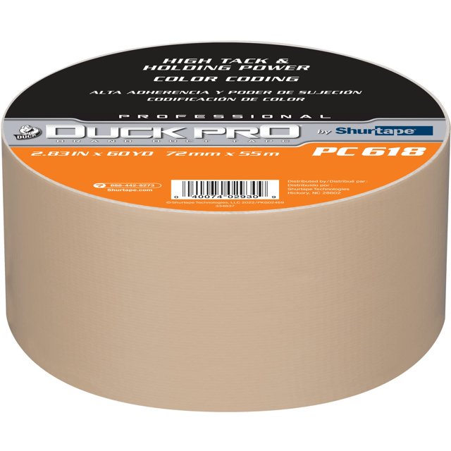 Cinta adhesiva Shurtape Duck Pro PC-618, color beige, 72 mm x 55 m