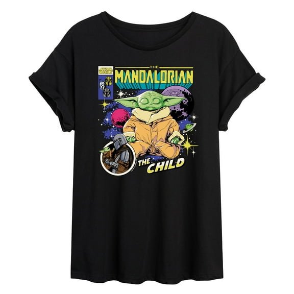 Star Wars - The Mandalorian Grogu Comic Cover  - Womens Oversized Graphic T-Shirt