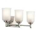 thumbnail image 4 of 3 Light Vanity Light Approved for Damp Locations with Transitional Inspirations 8.25 inches Tall By 21 inches Wide-Brushed Nickel Finish Bailey Street, 4 of 8