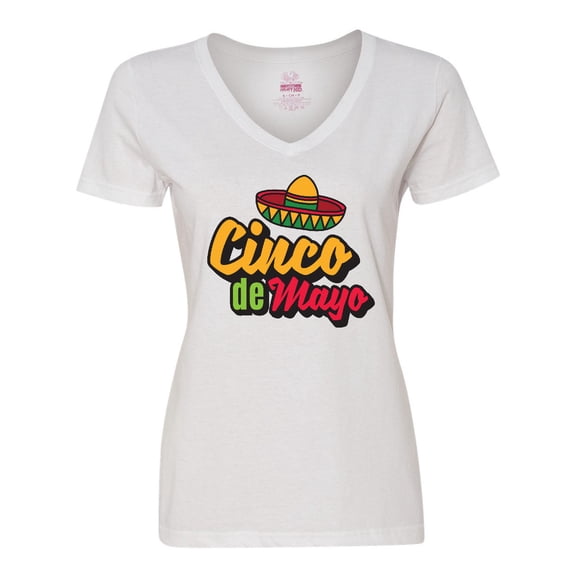Inktastic Cinco De Mayo with Sombrero Women's V-Neck T-Shirt