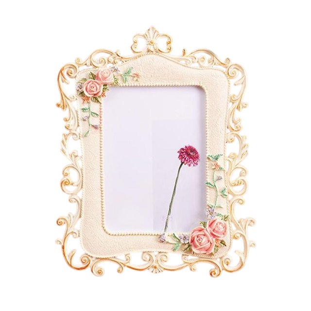 Marco de fotos rústico, soporte de fotos creativo, rosa adornada, soporte de imagen para decoración de escritorio de restaurante, adorno de 245 cm x 19 cm Sunnimix Imagen