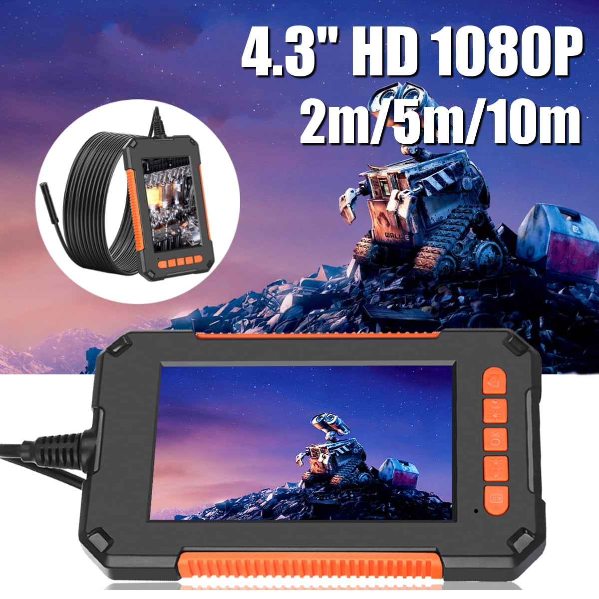 HD1080P 4.3" Orange Display Screen Industrial Endoscope Camera Borescope Monitor
