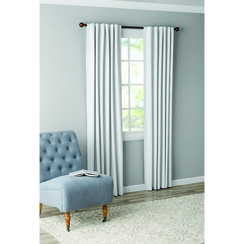 Mainstays Solid Color 100 Blackout Rod Pocket + Back Tab Single Curtain Panel, White, 50" X 84