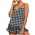 thumbnail image 2 of Fznquz Nightgowns for Women Plus Size Sleeveless Short Dress Black Plaid Casual Satin Womens Sleepwear, 2 of 8