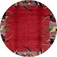 thumbnail image 1 of Ahgly Company Machine Washable Indoor Round Abstract Chestnut Brown Area Rugs, 5' Round, 1 of 7