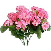 Morttic 2 Pcs Artificial Red Geranium Bush Faux Flowers Geraniums Silk Flowers Outdoor Plant Bush Red Geraniums for Floral Home Decor Indoor Garden Patio Grave Cemetary Vase Table Centerpiece