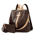 thumbnail image 1 of Kit Mochila Moda Bolso Casual Para Mujer, 2 Piezas Marron oscuro Cierre Vertical  beige, 1 of 5