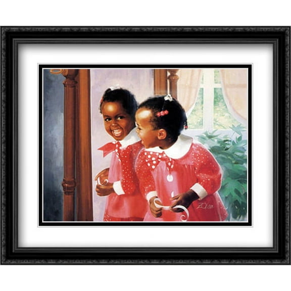 Grandma's Mirror 2x Matted 24x30 Large Black Ornate Framed Art Print by Donald Zolan