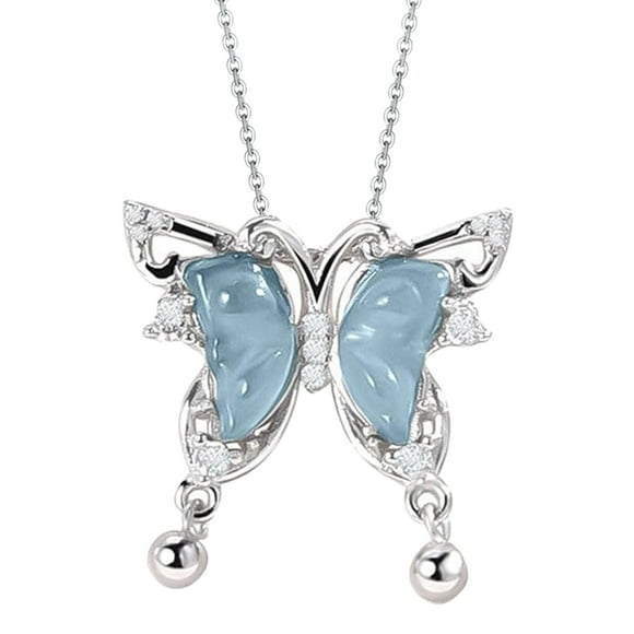SIfdSeng Silver Necklace with Light Blue Gemstones Elegant Pendant Jewelry for Women Adjustable Chain for Any Occasion