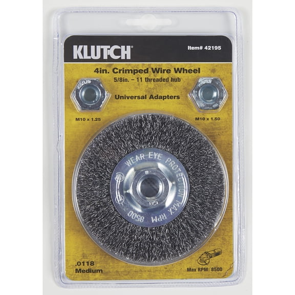 Klutch Crimped Medium Wire Wheel, 4in., 5/8in. Arbor, 8500 RPM