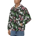 thumbnail image 3 of Wukai Lilies Flowers Print Men's Zip-Up Hoodie,Fleece Full-Zip Hoodie for Men, Hooded Sweatshirt-Medium, 3 of 5